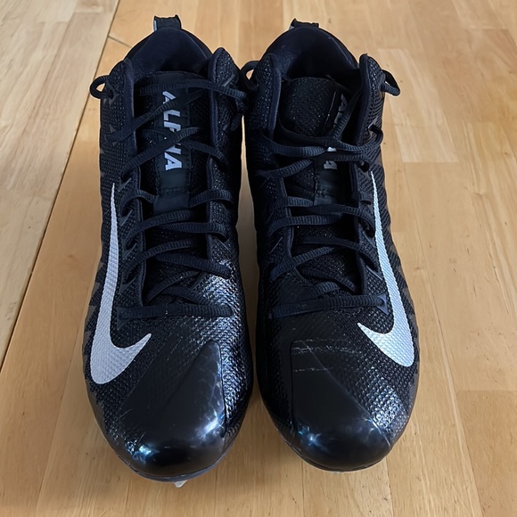 Nike Alpha Menace Pro Mid Football Cleats Black Silver 880410-010 - Picture 2 of 7